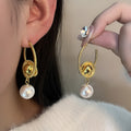 Elegant Gold Alloy Spiral Hoop Stud Earrings For Women, Statement Metal Dome Ball Luxury Earrings view 2
