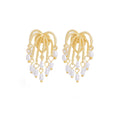 Elegant Firework Tassel Pearl Stud Earrings With Rhinestone Alloy Dangle Luxury Vintage Earrings view 5