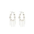 Elegant French Style Pearl Hoop Stud With Silver Alloy Irregular Beads And Long Chain Tassel Earrings view 5