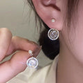 Dreamy Imitation Pearl Stud Earrings, Sparkling Micro Pave Zircon Elegant Princess Jewelry view 5