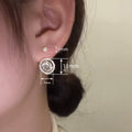 Dreamy Imitation Pearl Stud Earrings, Sparkling Micro Pave Zircon Elegant Princess Jewelry view 4