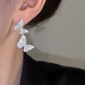 Rhinestone Butterfly Alloy Stud Earrings, Elegant Light Luxury Animal Design Fashion Jewelry view 4