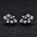 Sweet Flower Stud Earrings For Women, Floral Geometric Micro Paved Zircon Daily Jewelry view 3