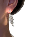 Copper Zircon Leaf Wheat Tassel Drop Earrings Chic Minimalist Silver Needle Jewelry for Women view 5