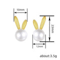 Cute Rabbit Stud Earrings For Women With Faux Pearl Long Ear Design, Trendy Fashion Accessories view 3