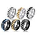 Textured Metal Sweet Cool Rotatable Chain Ring, Hip Hop Style Personality Finger Jewelry view 1