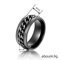 Textured Metal Sweet Cool Rotatable Chain Ring, Hip Hop Style Personality Finger Jewelry view 4