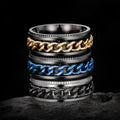 Textured Metal Sweet Cool Rotatable Chain Ring, Hip Hop Style Personality Finger Jewelry view 2