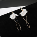 White Petal Flower Gold and Silver Threader Earrings view 2