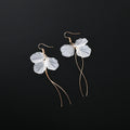 White Petal Flower Gold and Silver Threader Earrings view 1