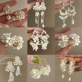 Pearl Floral Tassel Drop Earrings French Elegant Vintage Light Luxury Silver Needle Jewelry view 1