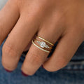 Korean Japanese Light Luxury Three Piece Ring Set, Geometric Women's Wedding Engagement Rings view 2