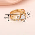 Korean Japanese Light Luxury Three Piece Ring Set, Geometric Women's Wedding Engagement Rings view 4