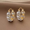 Luxury Gold Alloy Crystal Rhinestone Hoop Ear Cuffs For Women, Sparkling Korean Fashion Earrings view 2