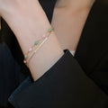 Real Gold Plated Geometric Double Layer Alloy Bangle French Vintage Light Luxury Round Bracelet view 4