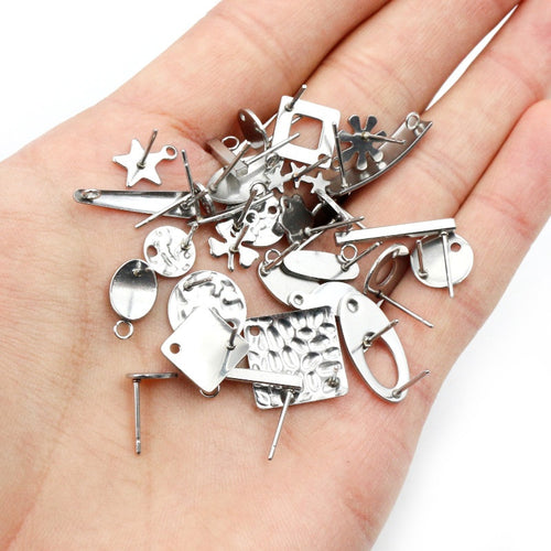 Stainless Steel Stud Earring Bases With Loop In Multiple Sizes For Earring Making Without Backs Stud Earrings