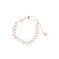 French Style Double Row Faux Pearl Woven Chain Bangle For Women Light Luxury OL Jewelry view 5