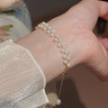 French Style Double Row Faux Pearl Woven Chain Bangle For Women Light Luxury OL Jewelry view 4