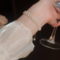French Style Double Row Faux Pearl Woven Chain Bangle For Women Light Luxury OL Jewelry view 2