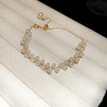 French Style Double Row Faux Pearl Woven Chain Bangle For Women Light Luxury OL Jewelry view 1