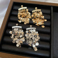 Copper Round Sequin Tassel Drop Earrings With Silver Posts, Light Luxury OL Style For Women view 1