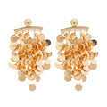 Copper Round Sequin Tassel Drop Earrings With Silver Posts, Light Luxury OL Style For Women view 5