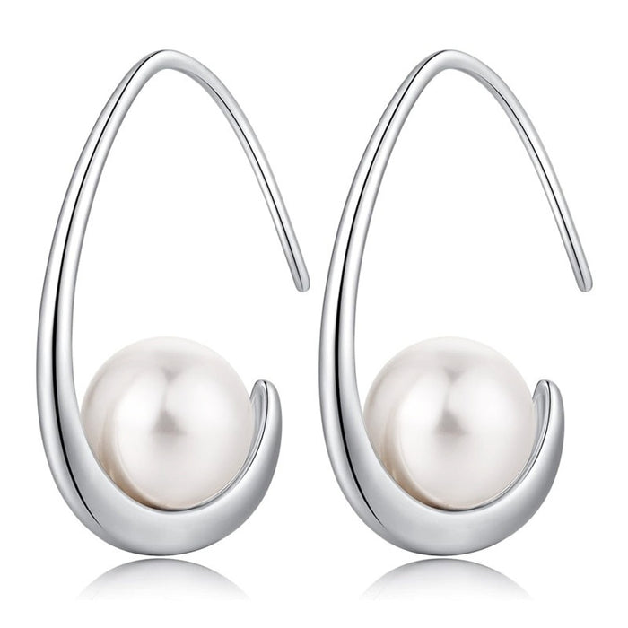 Open Minimalist Earrings For Women Elegant Faux Pearl Niche Design Fashion Jewelry