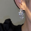 Convertible Copper Zircon Flower Stud Earrings For Women Light Luxury Versatile Jewelry view 3