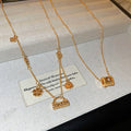 18K Gold Plated Copper Floral Peace Lock Necklace New Chinese Vintage Luxury Collarbone Chain view 2