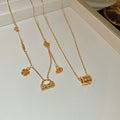 18K Gold Plated Copper Floral Peace Lock Necklace New Chinese Vintage Luxury Collarbone Chain view 4