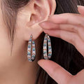 Bohemian Multicolor Zircon Inlaid Ear Cuff Earrings, Fresh Eye-Catching Niche Design Jewelry view 3