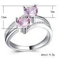 Double Heart Split-Shank Ring In Seven Stone Colors view 5