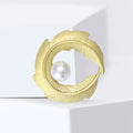 Matte Gold Silver Alloy Curved Leaf Brooch For Elegant Apparel view 4