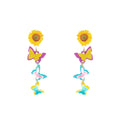 Fresh Sunflower Acrylic Butterfly Drop Earrings Colorful Dopamine Girls Dangle Fashion Earrings view 5