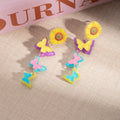 Fresh Sunflower Acrylic Butterfly Drop Earrings Colorful Dopamine Girls Dangle Fashion Earrings view 3