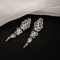Luxury Hollow Scroll Rhinestone Crystal Long Tassel Drop Dangle Evening Statement Earrings view 2