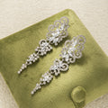 Luxury Hollow Scroll Rhinestone Crystal Long Tassel Drop Dangle Evening Statement Earrings view 4