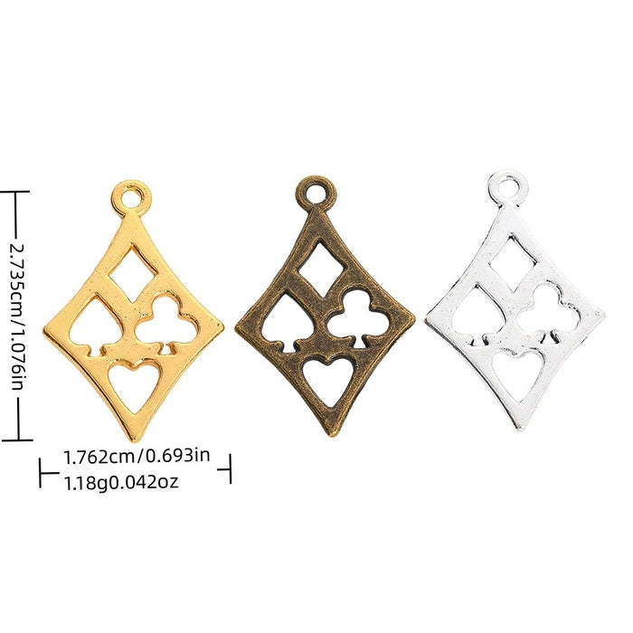 Zinc Alloy Playing Card Charm Pendant for DIY Necklace Bracelet Jewelry Making