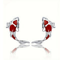 Metal Plated Koi Fish Stud Earrings For Women With Enamel Drip Oil And Inlaid Zircon view 1