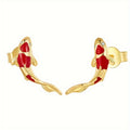 Metal Plated Koi Fish Stud Earrings For Women With Enamel Drip Oil And Inlaid Zircon view 4
