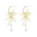 Silver Needle Acrylic Zircon Petal Pearl Tassel Drop Earrings Fashion OL Floral Jewelry view 5