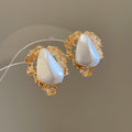 Light Luxury Irregular Wrinkled Triangle Faux Pearl Stud Earrings For Women view 4