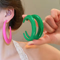 Acrylic Geometric C Shape Hoop Earrings With Silver Posts Vintage English Letter Statement Jewelry view 1