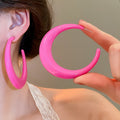 Acrylic Geometric C Shape Hoop Earrings With Silver Posts Vintage English Letter Statement Jewelry view 3