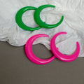 Acrylic Geometric C Shape Hoop Earrings With Silver Posts Vintage English Letter Statement Jewelry view 2