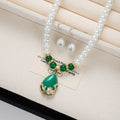 Elegant Faux Pearl Teardrop Dangle Earrings With Alloy Hooks And Matching Collarbone Necklace Set Earrings view 3