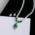 Elegant Faux Pearl Teardrop Dangle Earrings With Alloy Hooks And Matching Collarbone Necklace Set Earrings view 4