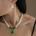 Elegant Faux Pearl Teardrop Dangle Earrings With Alloy Hooks And Matching Collarbone Necklace Set Earrings view 1