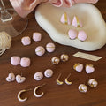 Pink Alloy Flower Stud Earrings Cute Forest Style Fashion Floral Ear Jewelry for Women view 1