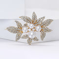 Alloy Rhinestone Pearl Leaf Brooch Pin For Cardigans And Coats – Silver view 4